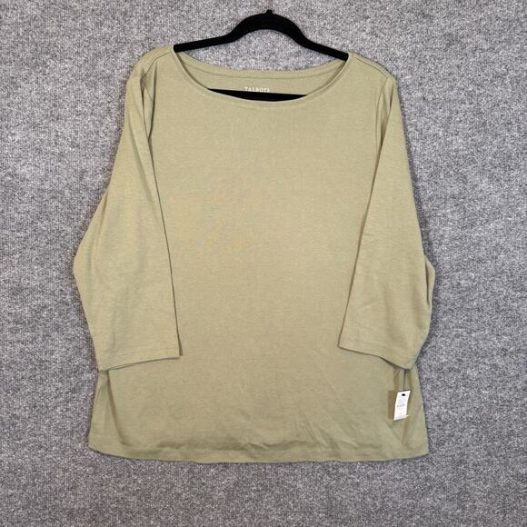 Talbots Shirt Womens 2X XXL Green 3/4 Sleeve Tshirt Stretch Plus Size NEW - Picture 2 of 8